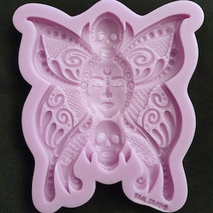 Emlems Neue Schädel Schmetterling Motten Gesichter Silikonform für Resin, Schokolade, Ton, Wachs, Beton, Gips und mehr