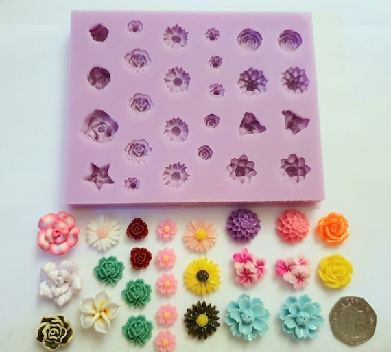 Emlems Multi Floral Flowers Roses Daisies Sunflower Silicone Mould