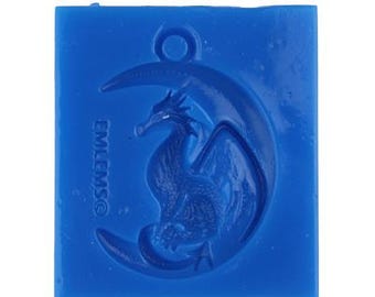 Emlems New Dragon Moon pendant size Silicone Mould with for resin, chocolate, soap, clay and much more