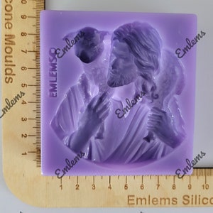 Emlems Jésus-Christ avec agneau Christian Silicone Mold alimentaire sans danger pour les gâteaux, la résine, l'argile, le plâtre, la cire, le fondant, le chocolat, etc.