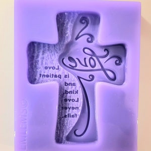 Emlems Love Cross Silicone Mould for cake toppers, resin, clay, concrete, fondant and so much more