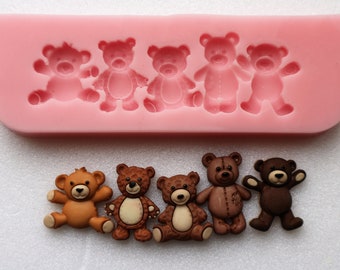 Emlems Small Teddy Bear Border Food Safe Silicone Mould for cake toppers, fondant, chocolate, resin, clayetc
