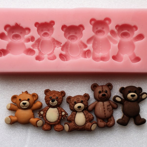 Emlems Small Teddy Bear Border Food Safe Silicone Mould for cake toppers, fondant, chocolate, resin, clayetc