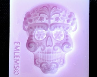 Emlems Small candy Skull with cross Silicone Mould for resin, wax, cake toppers and more