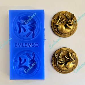 Emlems Neue Miniatur Hase und Sterne Mond Ohrringe Silikonform für Cake Topper, Resin, Gips, Ton, Wachs, Metal Clay und vieles mehr