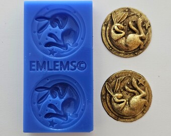Emlems New Mini Hares and stars moon earrings Silicone Mould for cake toppers, resin, plaster, clay, wax, metal clay so much more