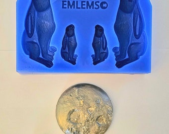 Emlems New Hare and Moon set Silicone Mould wicca, buddhism for crafts, cake toppers, resin, plaster, clay, wax, fondant and so much more