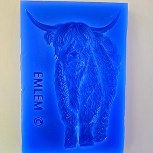 Emlems New medium Highland Cow siliconen mal voor hars, taarttopper, fondant, chocolade, klei, beton en al je mixed media voor knutselen