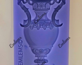 Emlems New large Grecian Vase Urn Silicone Mould food safe for cake toppers, resin, clay, plaster, wax, fondant and more
