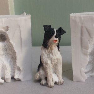 3d Small Border Collie Food Safe Silicone Mould for cake toppers, fondant, chocolate, resin, soap etc