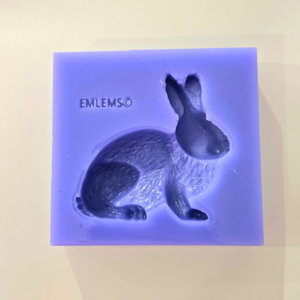 Emlems New Rabbit Silicone Mould food safe for cake toppers, resin, wax, fondant, chocolate and more