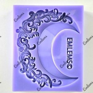 Emlems New Ornate Moon Silikonform für Gießharz, Schokolade, Cake Topper, Ton, Beton, Gips und so viel mehr