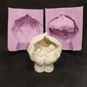 Small Baby in Hands Silicone Mould for resin, concrete, jesmonite, cake toppers, fondant, clay, resin and much more