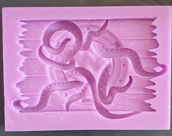 Emlems Octopus Porthole plaque Silicone Mould sealife, nautical for resin, clay, wax, fondant and so much more