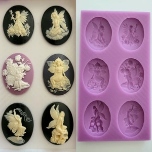 Emlems Floral Fairy Cameo Set Silicone Mould for Resin, cake toppers, fondant, chocolate, soap, clay, wax and so much more