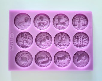 Emlems Zodiac astrology signs Horoscope Silicone mould Complete set food safe for cake toppers, resin, pendants, fondant, chocolate etc