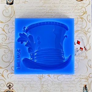 Emlems Ny Alice i Underlandet Stort Hattmakare Hattset Silikonform för resin, tårtdekorationer, lera, betong, fondant och blandteknik