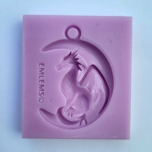 Emlems New Dragon Moon pendant size Silicone Mould with for resin, chocolate, soap, clay and much more