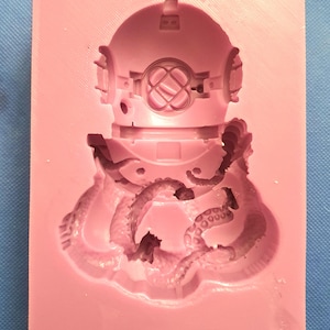 Emlems Octopus Large Diving Helmet Silicone Mould for resin, clay, wax, fondant etc. Sealife, nautical