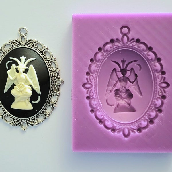 Emlems Baphomet Cameo Silicone Mould ram, goat, devil for Resin, pendant, cake topper, chocolate, clay, and so much more