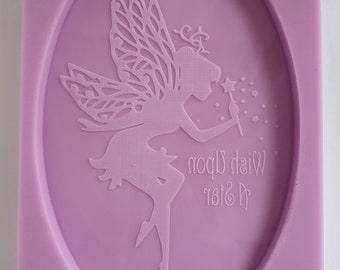 Emlems Wish upon a star fairy plaque Silicone Mould food safe for cake toppers, resin, fondant, chocolate etc