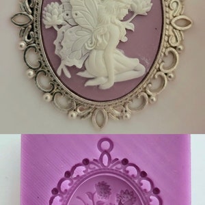 Emlems Blumen Elfe Kamee Silikonform für Resin, Cake Topper, Fondant, Schokolade, Seife, Ton, Wachs und so viel mehr