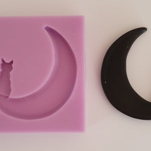 Small Cat Moon Silicone Mould food safe for cake toppers, Resin, fondant, chocolate, wax and more