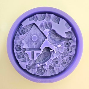 Emlems New Wildlife Bird House Plaque Silicone Mould for resin, wax, soap, chocolate, cake toppers, fondant, concrete, mixed media crafts
