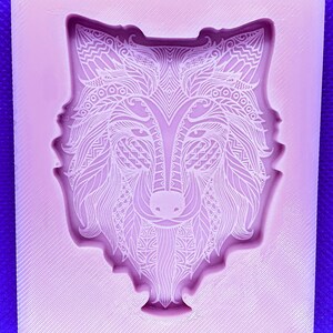 Emlems 7cm Mandala Wolf Silicone Mould for cake toppers, fondant, chocolate, resin, soap etc