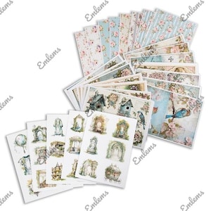 50 Emlems Shabby Chic Bastelpapiere A4 x 50 Blatt 160gsm Mixed Media, Kartenherstellung, Scrapbook, Journal, Trägerpapiere, Bilder
