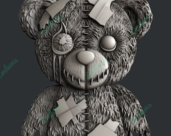 Emlems New Small Dark Haunted Horror Zombie Teddy Bear Silicone Mould for resin, chocolate, clay, wax, concrete, plaster and more