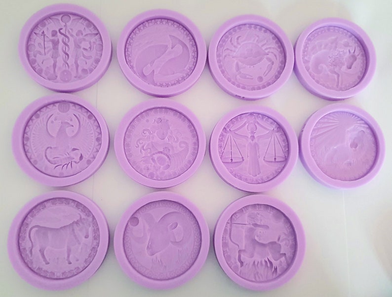 Horoscope Silicone moulds Complete set of embossed 12 zodiac Etsy