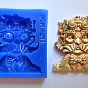 Emlems Small Steampunk Man siliconen mal voor hars, klei, was, voedselveilig, chocolade en meer. Voor al je knutselbehoeften