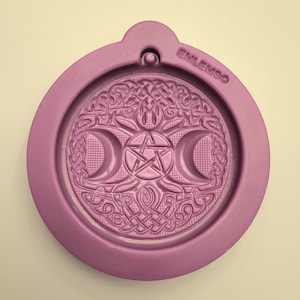 Emlems 10cm tree of life pentagram three moons Silicone Mould for resin, clay, wax, chocolate and much more