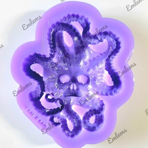 Emlems Skalle med tentakler Silikonform för resin och livsmedelssäker för tårtdekorationer, resin, fondant, lera, vax, choklad, blandteknik etc.