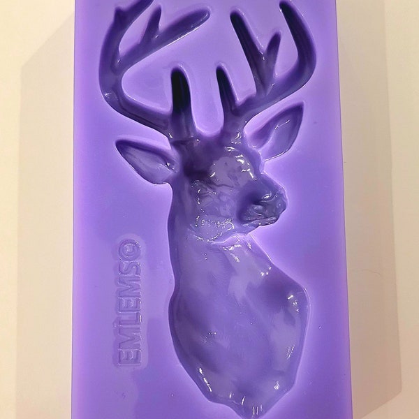 Moule en silicone Emlems Deer Stag pour résine, décorations de gâteaux, fondant, argile, créations techniques mixtes, etc.