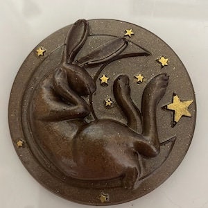 Emlems Hare on the Moon Silicone Mould wicca, buddhism for cake toppers, resin, plaster, clay, wax, fondant and so much more image 2