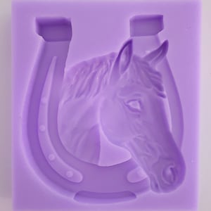 Emlems Horse & Horse shoe Silicone Mould for resin, wax, cake toppers, clay, fondant, cement, metal clay etc