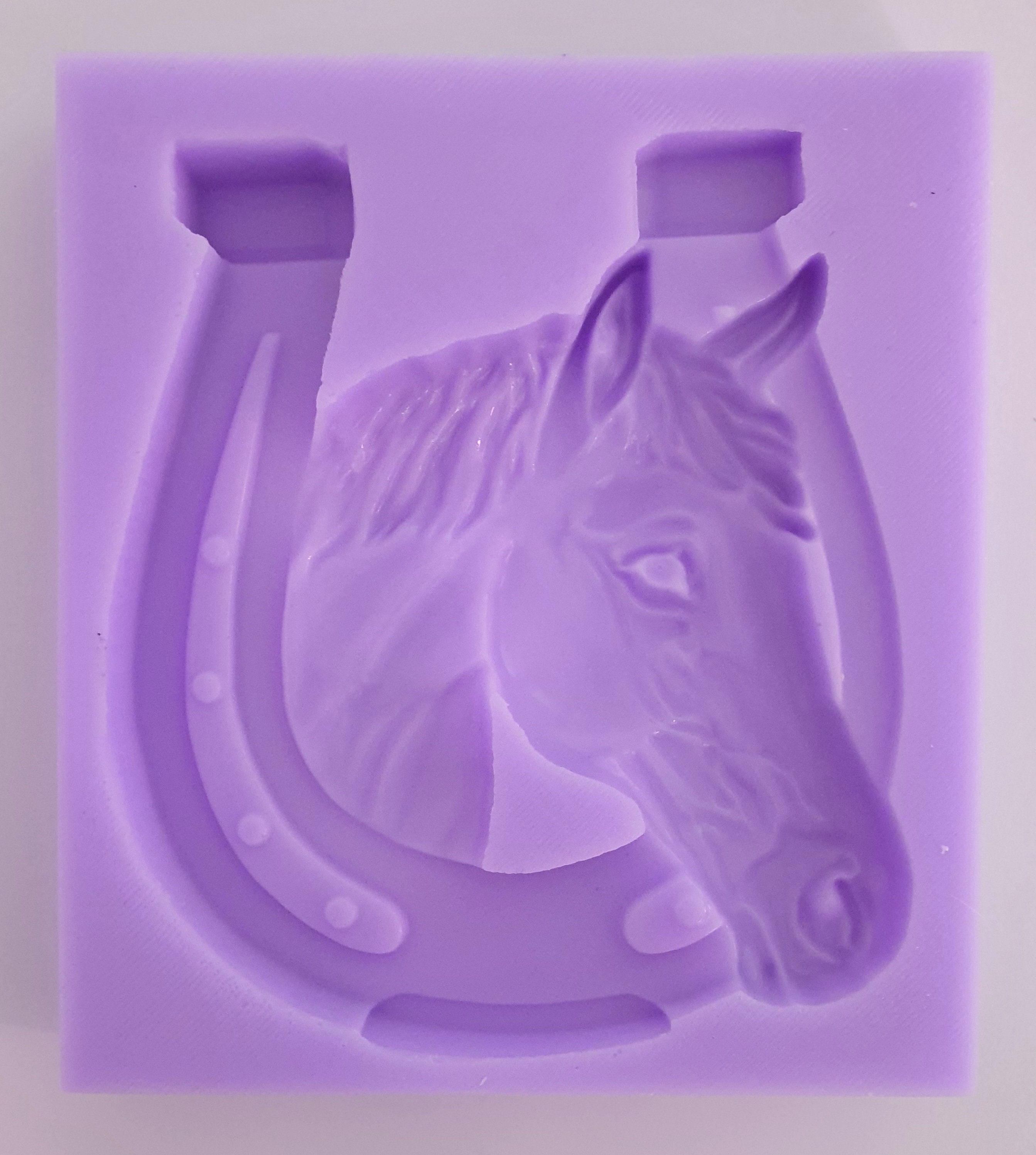 Emlems Horse & Horse shoe Silicone Mould for resin, wax, cake toppers, clay, fondant, cement, metal clay etc