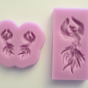 Emlems Phoenix set Silicone Moulds for earrings and pendant for resin, metal, clay, fondant, chocolate and so much more