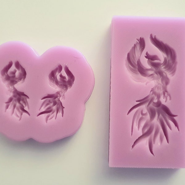 Emlems Phoenix set Silicone Moulds for earrings and pendant for resin, metal, clay, fondant, chocolate and so much more