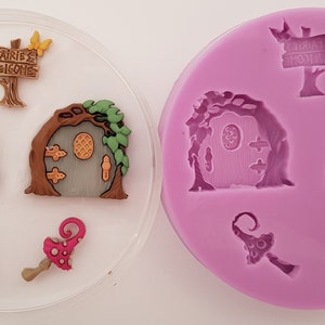 Emlems Fairy Doors and Mushrooms Food Safe Silicone Mould for cake toppers, fondant etc