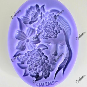 Emlems New Floral Lady Silicone Mould for resin, chocolate, cake toppers, concrete, plaster and so much more