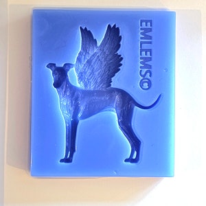 Emlems Small Greyhound Whippet dog with wings Silicone Mould for resin, cake topper, fondant, chocolate, clay, concrete, plaster and crafts
