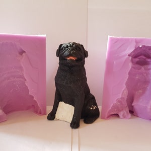 3d Large Pug Food Safe Silicone Mould for cake toppers, fondant, chocolate, resin, soap etc
