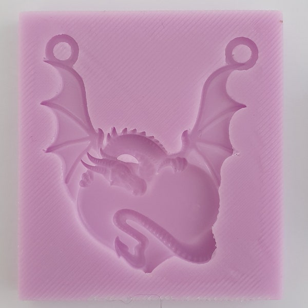 Emlems Pendant size Dragon Heart Silicone Mould for resin and food safe for cake toppers, resin, fondant, chocolate etc