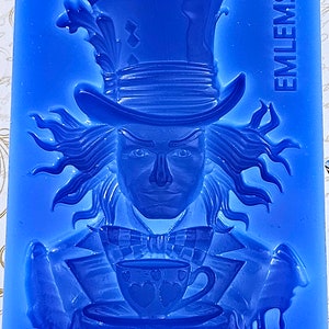 Emlems Ny Alice i Underlandet Stor Hattmakare Silikonform för resin, tårtdekorationer, lera, betong, fondant och blandteknik