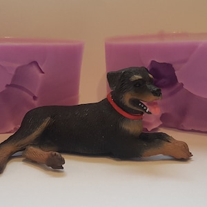Emlems Molde de silicona seguro para alimentos para perros Rottweiler 3d para adornos para pasteles, fondant, chocolate, resina, jabón, cera y mucho más