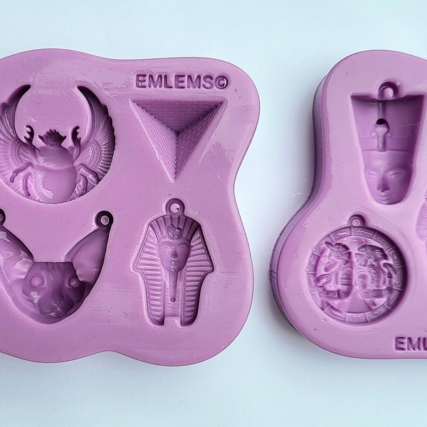 Emlems Silicone Moulds Egyptian collection anubis, nefertiti, scarab, tutan, tomb, sphynx, ankh for resin, crafting, pendants and more