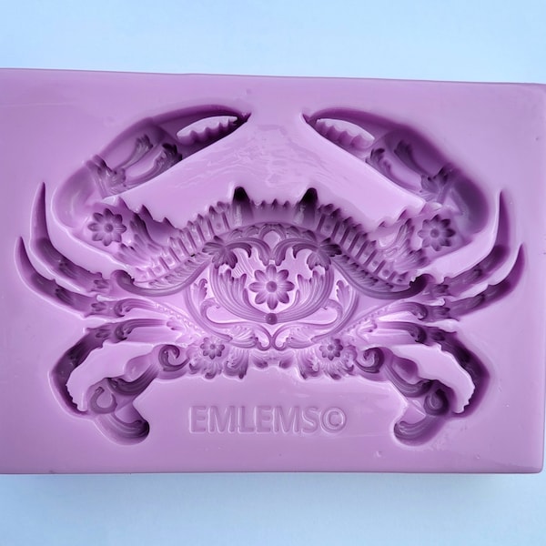 Emlems Beautiful Ornate Crab Silicone Mould with for resin, chocolate, soap, clay and much more